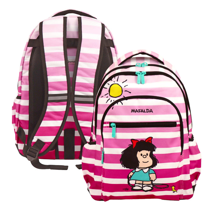 Grafoplás - Mochila Escolar 3 Cremalleras con Divisor para Portátil. Adaptable Carrito. Mafalda Lively