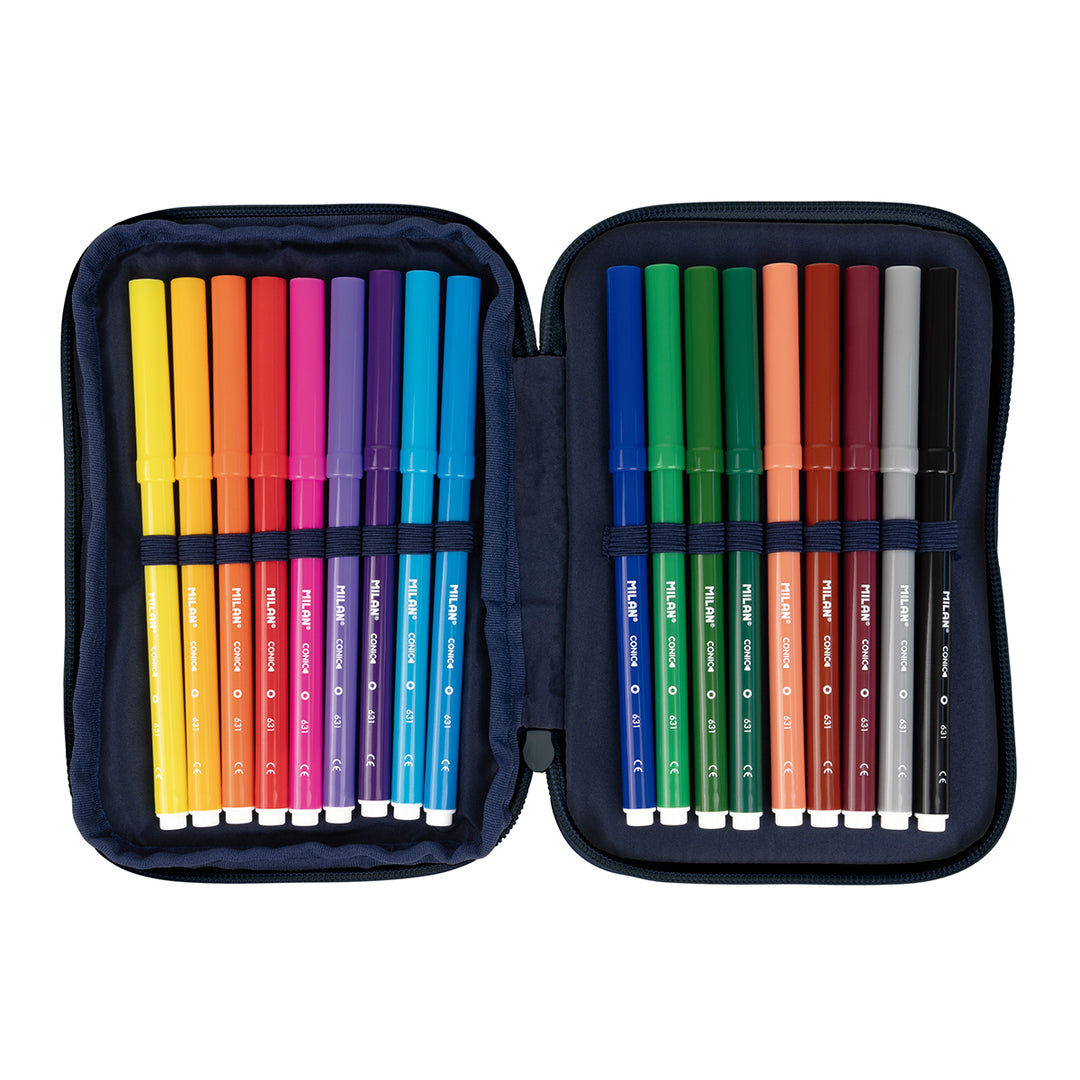 MILAN - Plumier de 2 Pisos con Contenido de 36 Piezas. Colección 430 since 1918. Verde