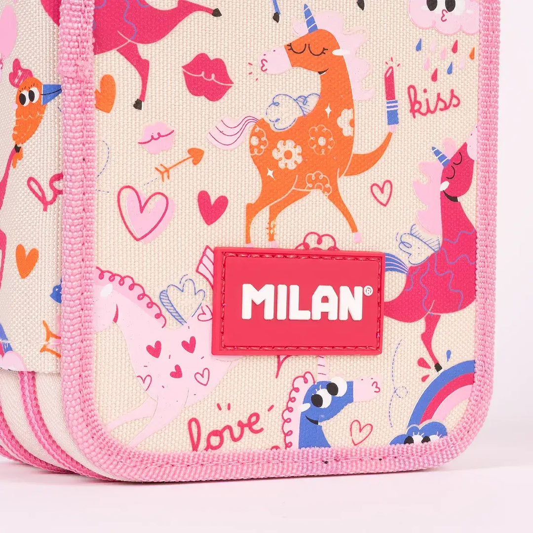 MILAN - Plumier de 3 Pisos con Contenido de 49 Piezas de Material Escolar. Flowicorn Beige