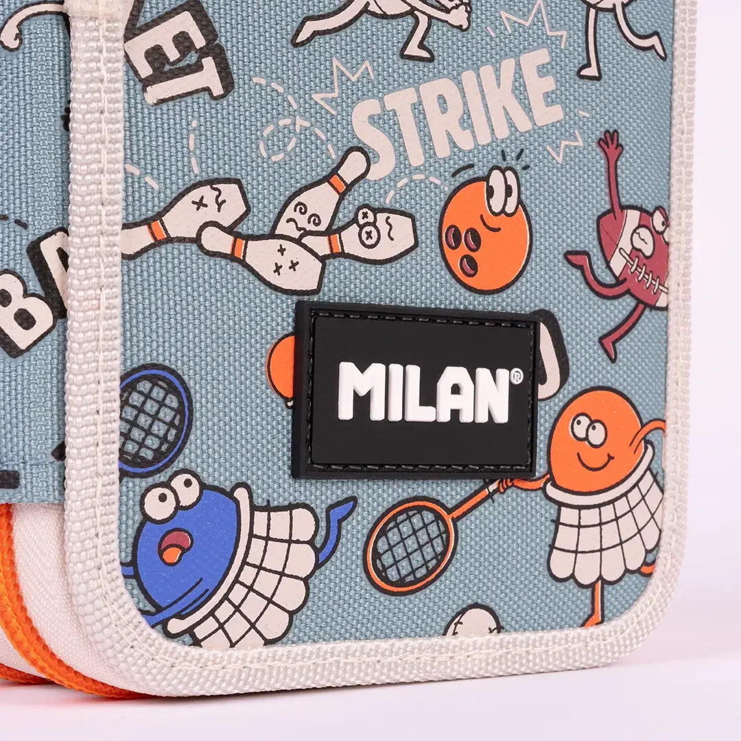 MILAN - Plumier de 3 Pisos con Contenido de 49 Piezas de Material Escolar. Especial Sports