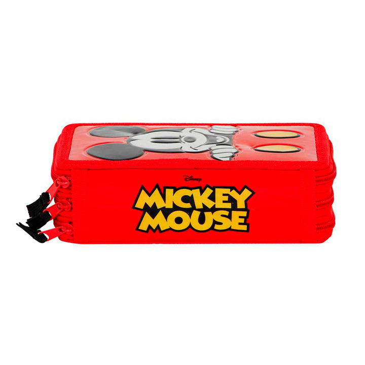 KARACTERMANIA - Estuche Plumier Triple Completo con 44 Piezas. Disney Mickey Mouse