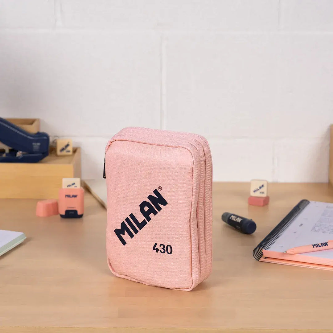 MILAN - Plumier de 3 Pisos con Contenido de 49 Piezas. Colección 430 since 1918. Rosa