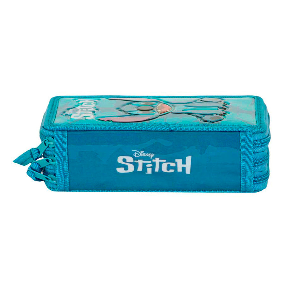 KARACTERMANIA - Estuche Plumier Triple Completo con 44 Piezas. Lilo y Stitch Sit