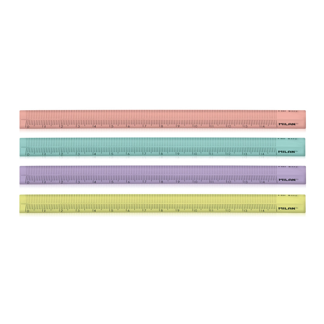 MILAN New Look - Pack de  Reglas Triangulares de 15 cm Plástico Rígido Transparente