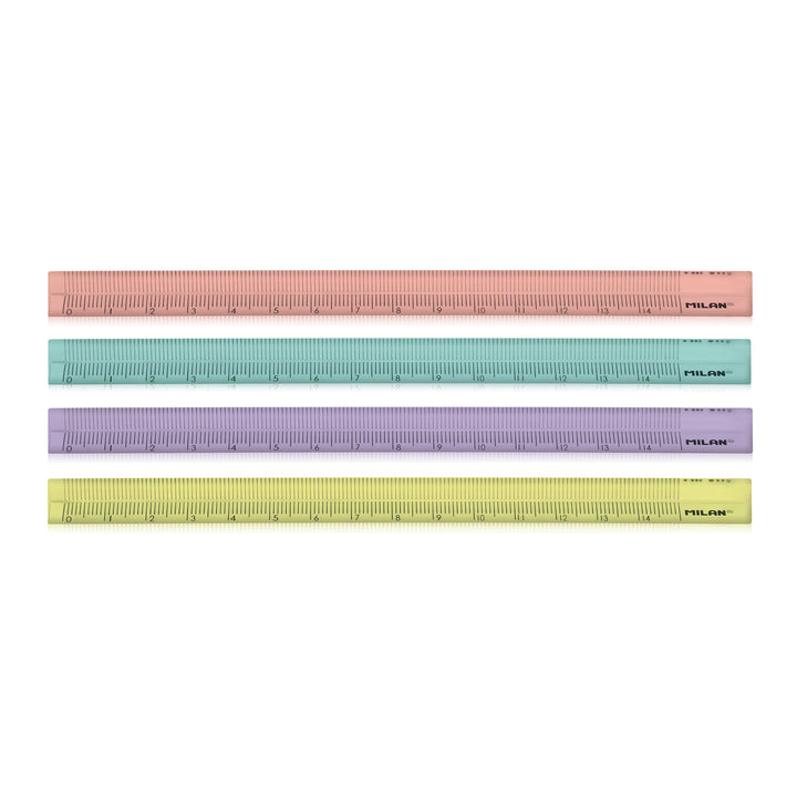 MILAN New Look - Pack de  Reglas Triangulares de 15 cm Plástico Rígido Transparente