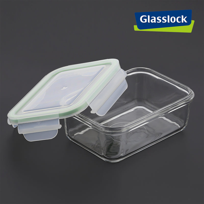 Glasslock Air - Set de 3 Recipientes Herméticos Rectangulares en Vidrio Templado con Válvula