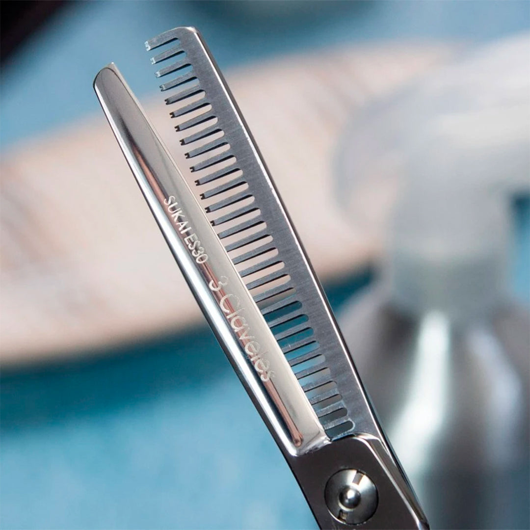 3 Claveles Sukai - Tijera Profesional Peluquero 6" Esculpir ES 30 Acero Forjado en Caliente