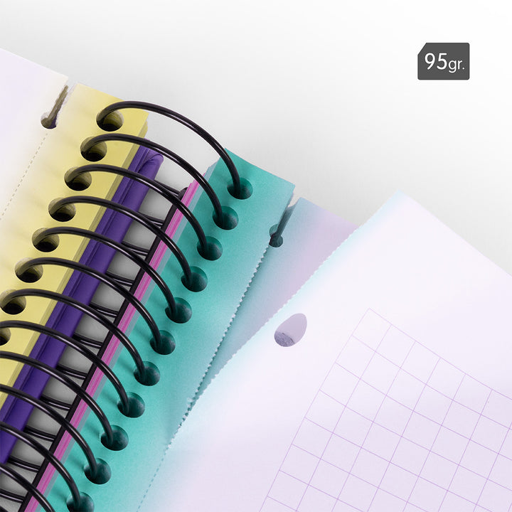 MILAN Sunset - Pack 3 Cuadernos A4 Espiral y Tapa Dura. Papel Cuadriculado 90 Hojas 95gr