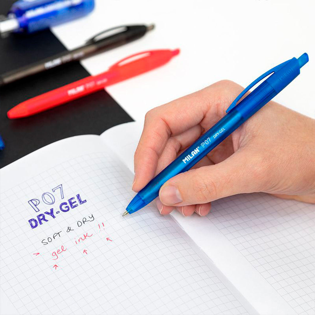 MILAN  - Caja expositora 25 Bolígrafos P07 Dry-gel. Tinta Roja