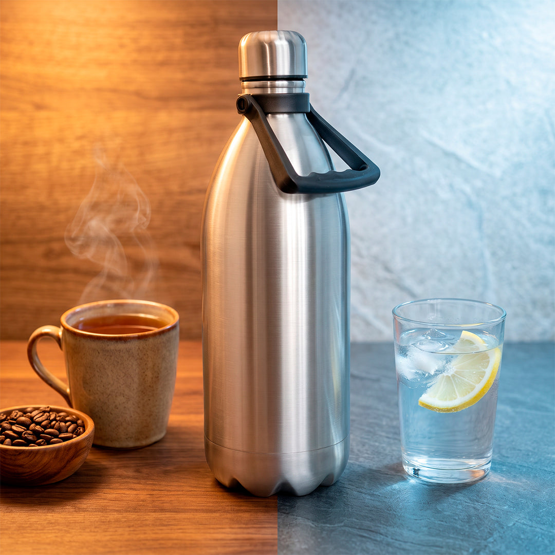 IBILI Classic - Botella Térmica con Asa de 1.6L en Acero Inoxidable de Doble Pared. Satin