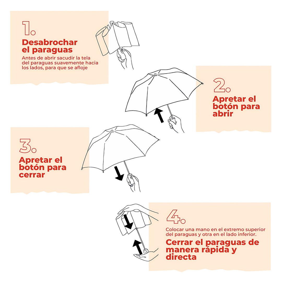 JAVIER Arabesque - Paraguas Plegable Antiviento de 32 cm con Apertura y Cierre Automatico