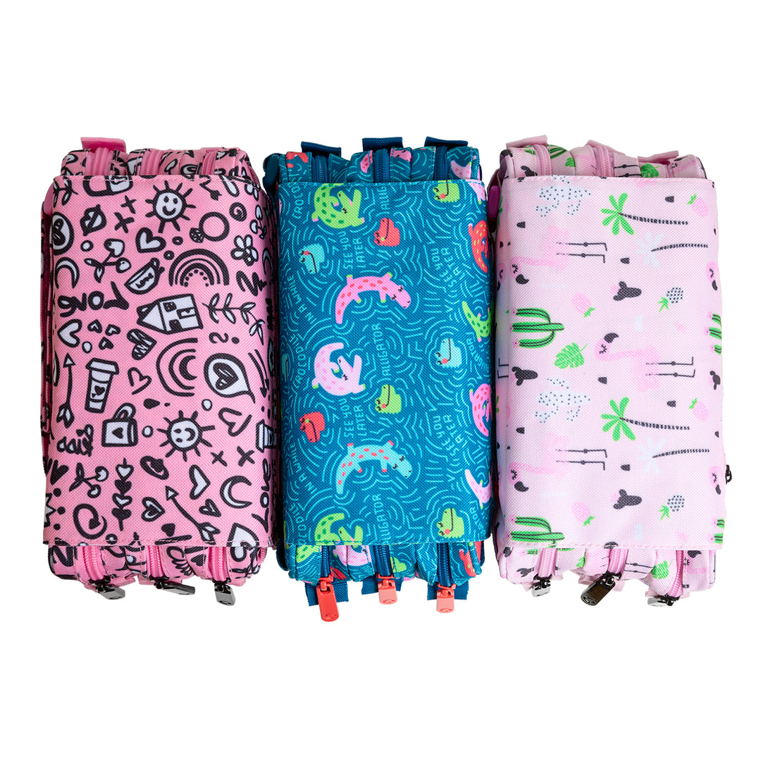 Grafoplás Design - Estuche Portatodo Triple con Solapa para Material Escolar. Alligator