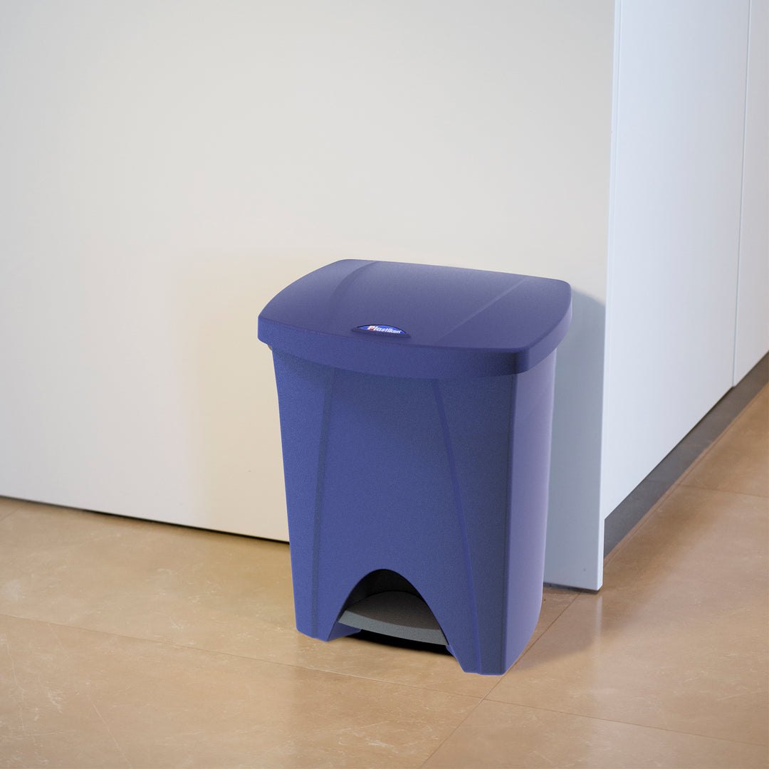 Plastiken Nature - Cubo de Basura con Pedal 25L para Cocina y Baño. Azul Oscuro