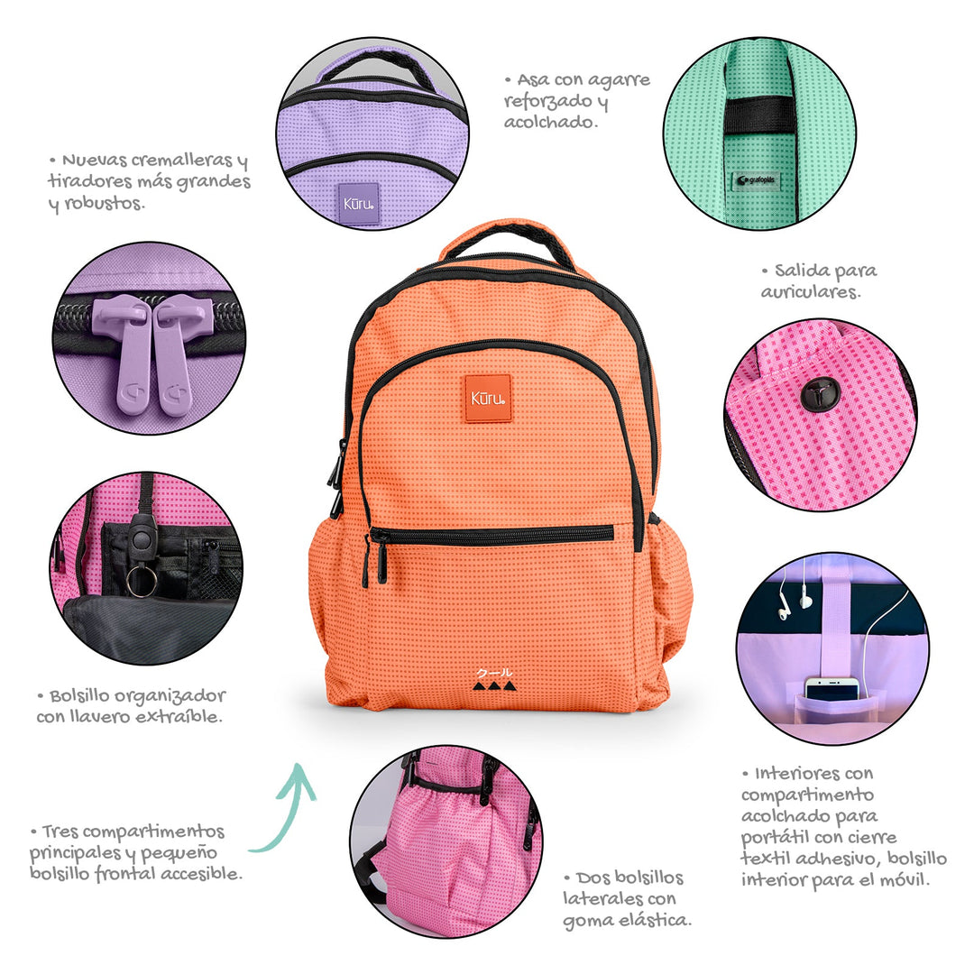 Grafoplás Kūru -  Pack Ahorro Escolar con Mochila 25L y Estuche Triple. Lima