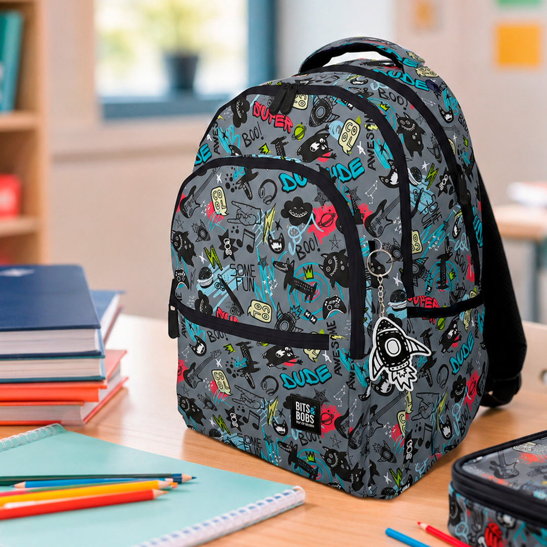 Grafoplás - Mochila Escolar 3 Cremalleras con Divisor Portátil y Adaptable Carrito