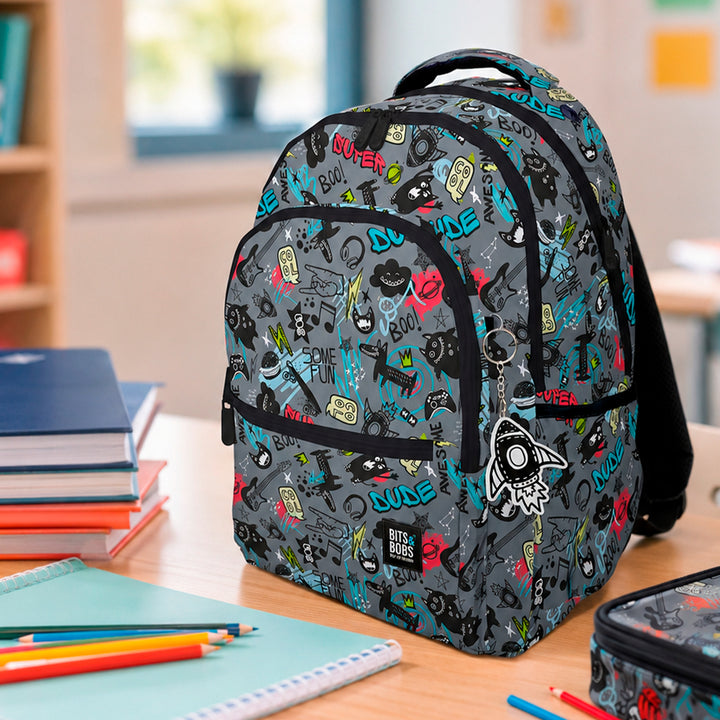 Grafoplás - Mochila Escolar 3 Cremalleras con Divisor Portátil y Adaptable Carrito
