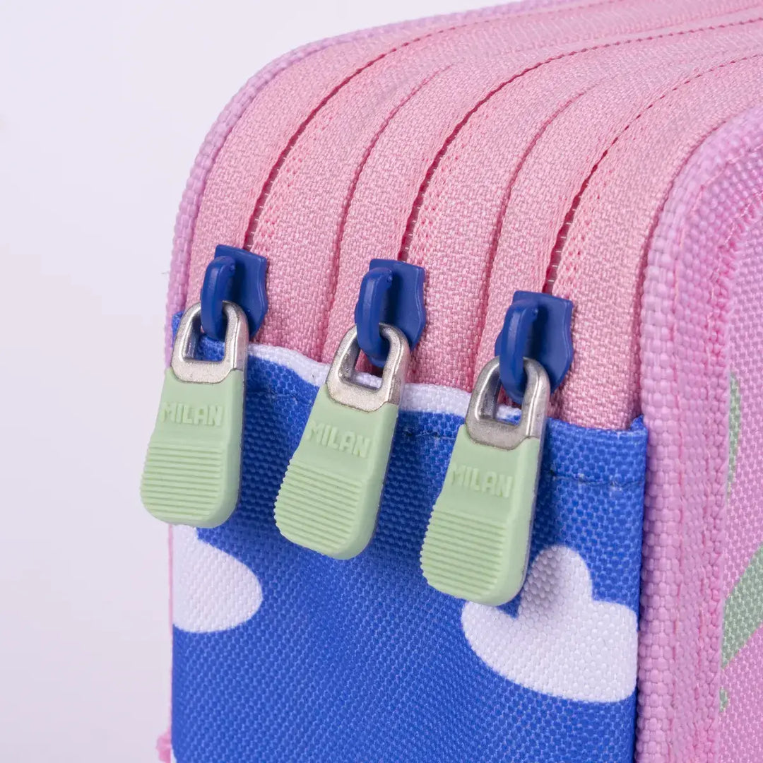 MILAN - Plumier de 3 Pisos con Contenido de 49 Piezas de Material Escolar. Green &amp; Grow