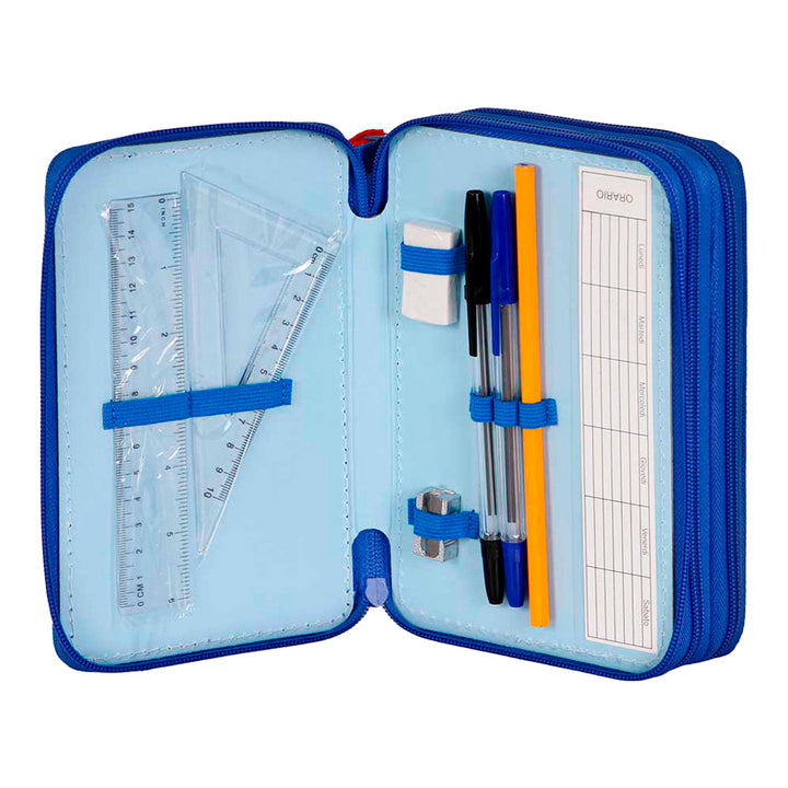 KARACTERMANIA - Estuche Plumier Triple Completo con 44 Piezas. Sonic The Hedgehog