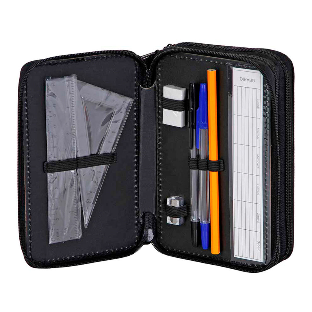 KARACTERMANIA - Estuche Plumier Triple Completo con 44 Piezas. Naruto Clouds Negro