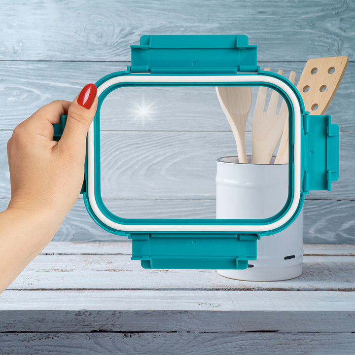 LACOR TwoGo - Recipiente Rectangular de 0.45L + 0.28L en Acero Inoxidable Apto Microondas