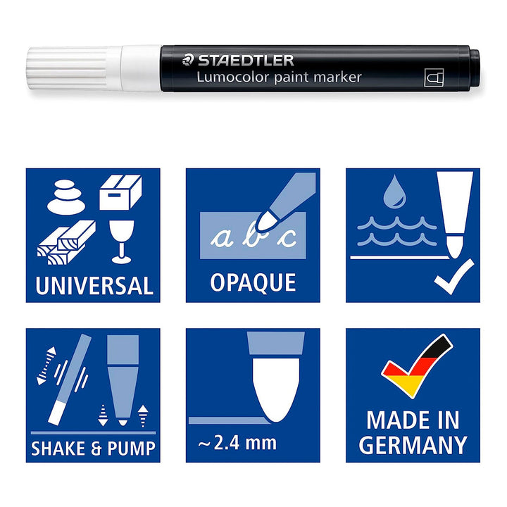 STAEDTLER - Rotuladores Paint Marker Trazo 2,4 mm Estuche de 4 Unidades. Colores Surtidos