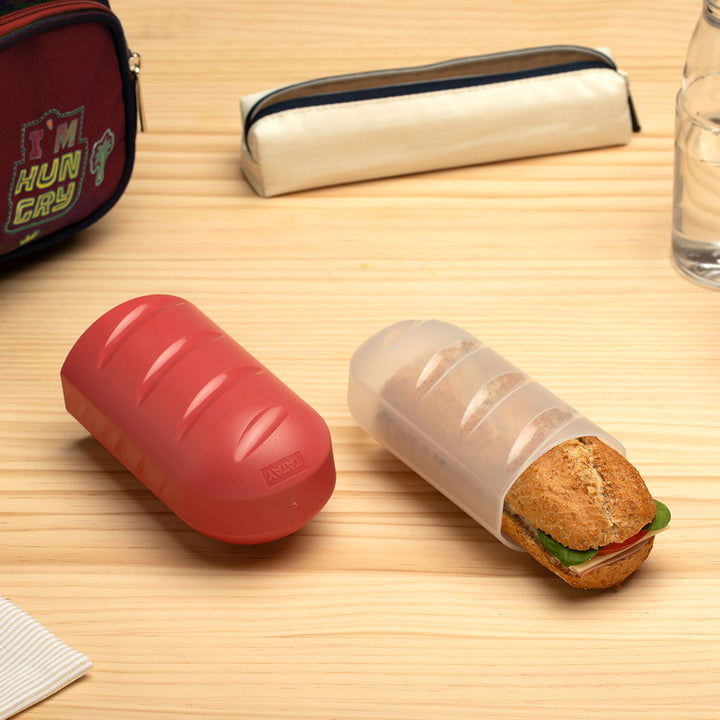 TATAY - Porta Bocadillos Infantil Extensible, Reutilizable y Ecológico. Rojo Arandano