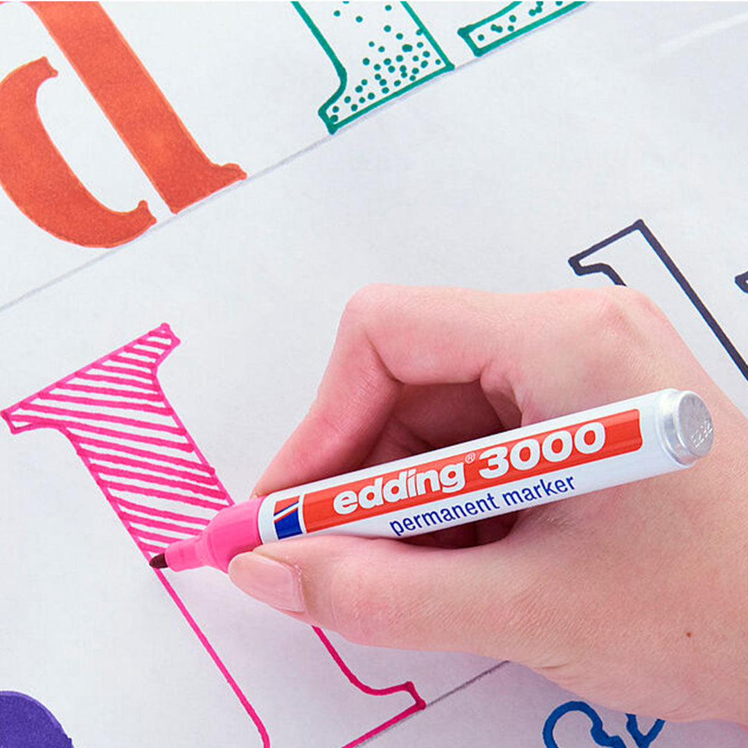 EDDING 3000 - Set de 4 Rotuladores Permanentes Punta Redonda 1.5-3 mm. Negro