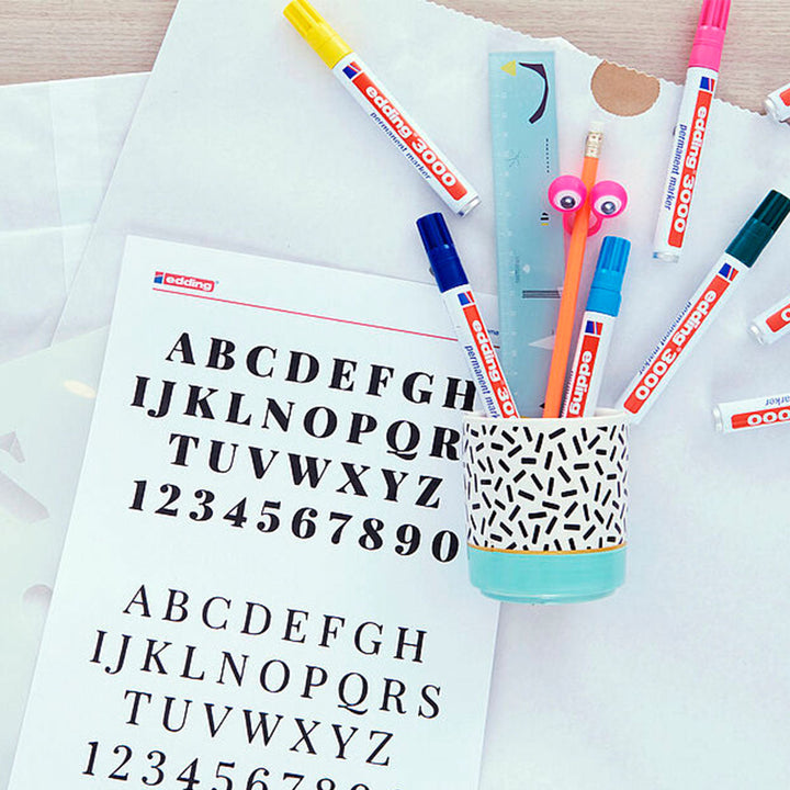 EDDING 3000 - Set de 4 Rotuladores Permanentes Punta Redonda 1.5-3 mm. Rojo