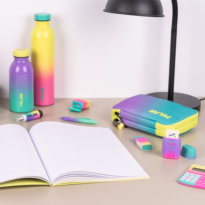 MILAN Sunset - Pack 3 Libretas A4 Encoladas. Papel Cuadriculado 48 Hojas 95gr Amarillo