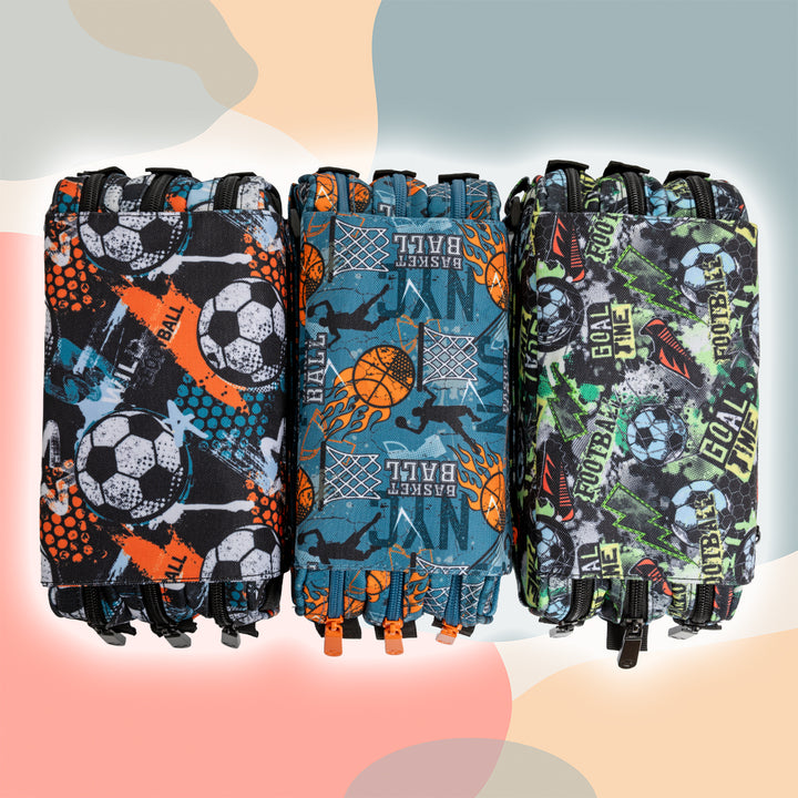 ColePack EcoDes - Estuche Triple de 3 Cremalleras con Material Escolar Incluido. Goal Time