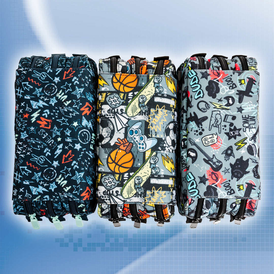 ColePack Design - Estuche Triple de 3 Cremalleras con Material Escolar Incluido. Peace