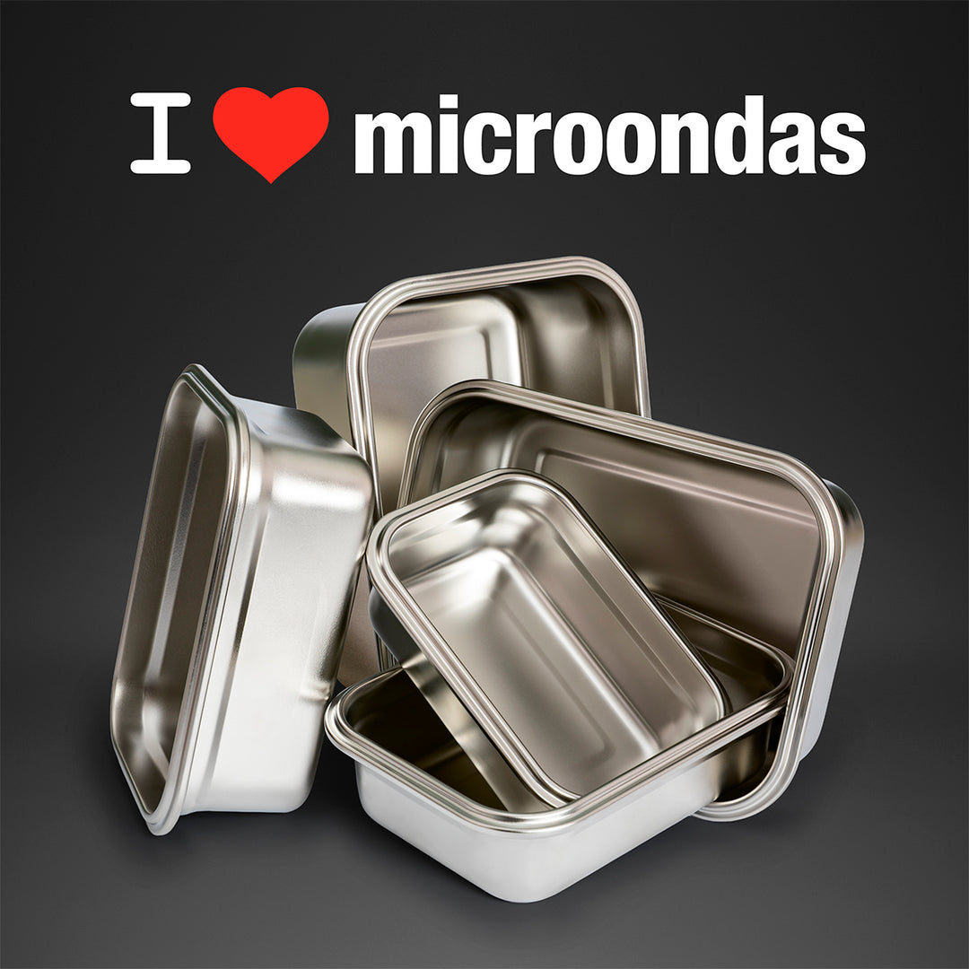 IBILI Keepklin - Lote de 3 Recipientes Cuadrados de 0.3L, 0.5L y 0.8L en Acero Apto Microondas