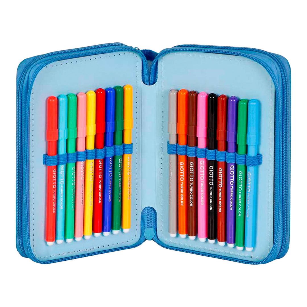 KARACTERMANIA - Estuche Plumier Triple Completo con 44 Piezas. Lilo y Stitch Sit