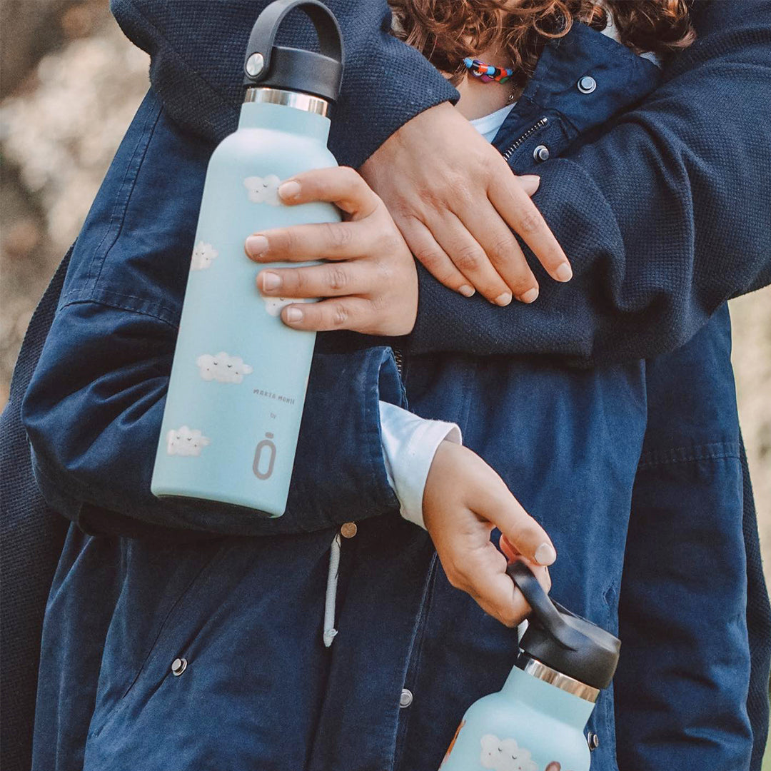 Runbott Marta Munté - Botella Térmica de 0.6L con Interior Cerámico. Nubes Selva