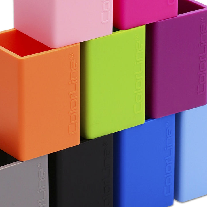 COLORLINE - Cubilete Porta Lápices Cuadrado en Silicona Ultra Suave. Verde Oscuro