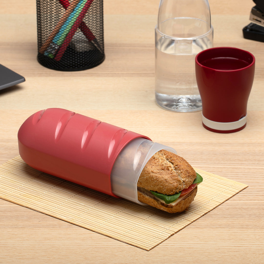 TATAY - Set de 2 Porta Bocadillos Infantiles Extensibles y Reutilizables. Rojo y Amarillo