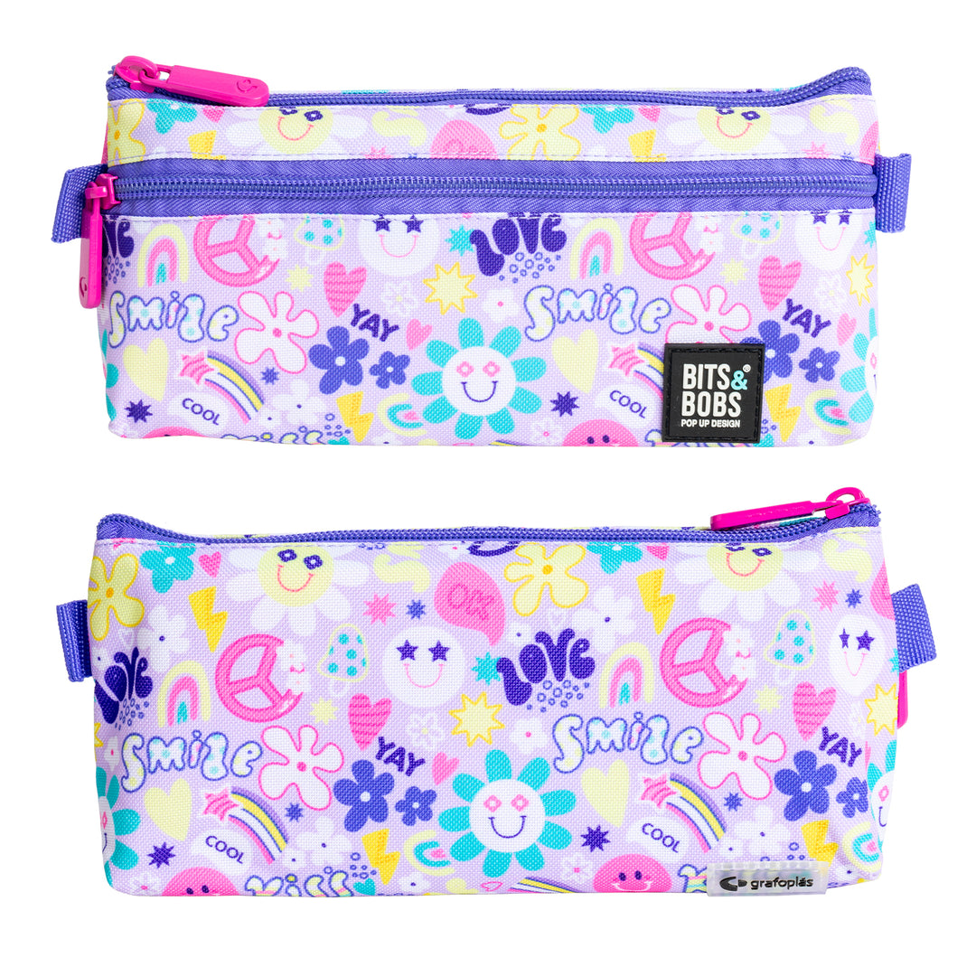 Multimedia: Grafoplás - Estuche Portatodo Plano con 2 Cremalleras de Fácil Apertura. Smile
