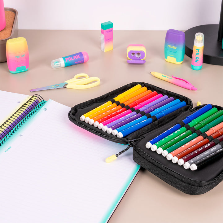 MILAN Sunset - Pack 3 Cuadernos A4 Espiral y Tapa Dura. Papel Pautado 120 Hojas 95gr