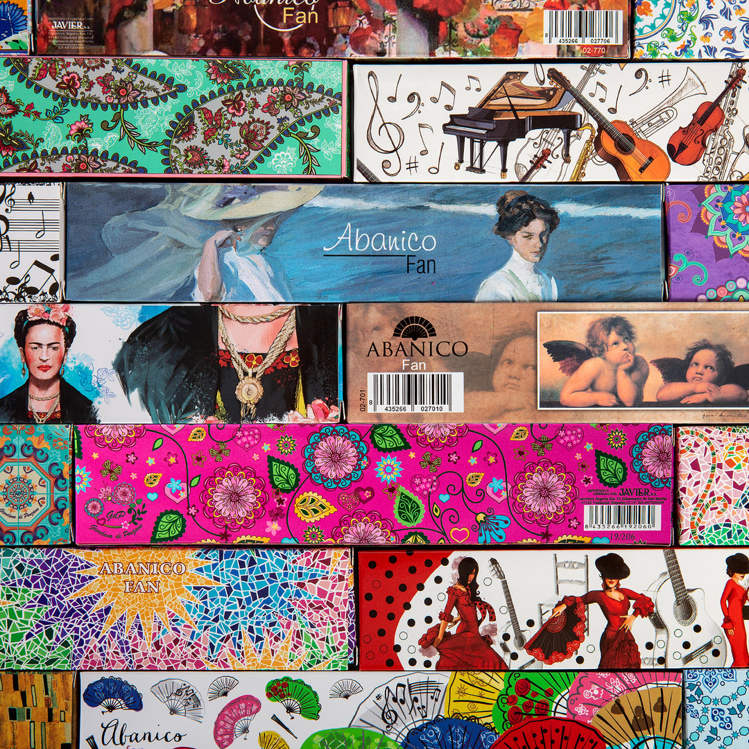 JAVIER Sardinas  - Abanico de 23 cm con Varillas de Madera Estampada y Tela. Portugal