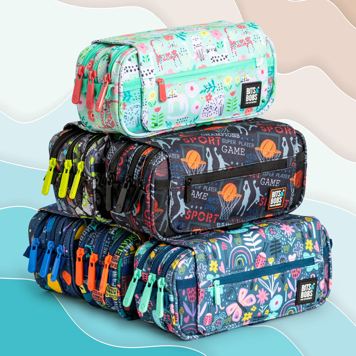 ColePack EcoDes - Estuche Triple de 3 Cremalleras con Material Escolar Incluido. Basket