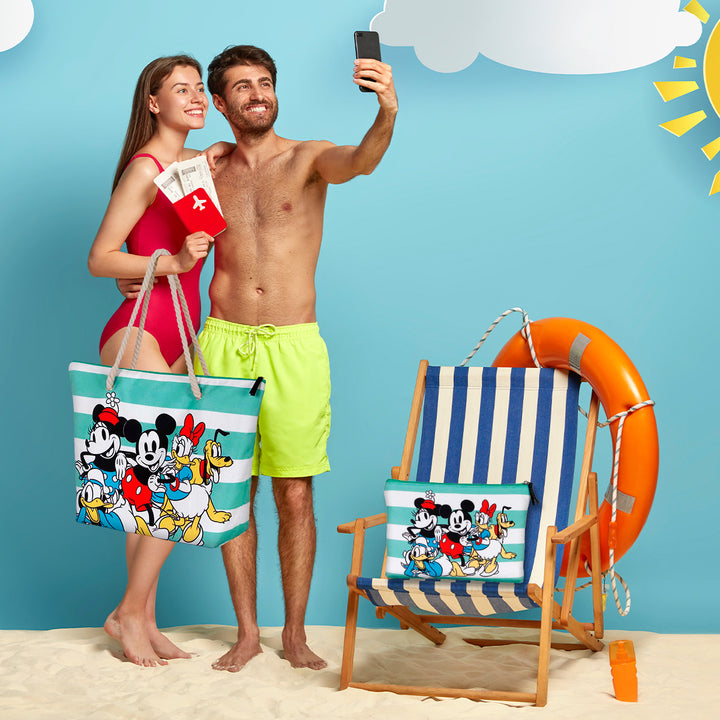 KARACTERMANIA - Bolsa de Playa Soleil con Neceser de Regalo. Mickey Mouse Orange