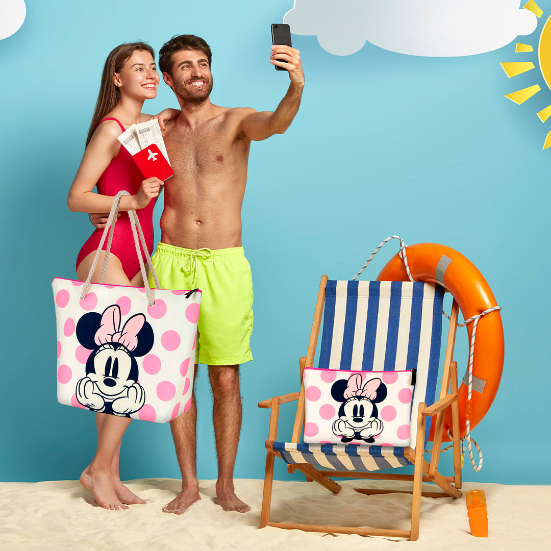 KARACTERMANIA - Bolsa de Playa Soleil con Neceser de Regalo. Minnie Mouse Island