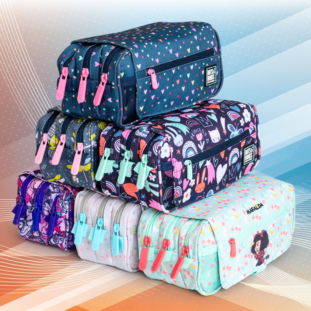 ColePack EcoDes - Estuche Triple de 3 Cremalleras con Material Escolar Incluido. Mafalda Bird