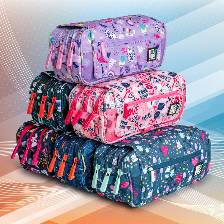 ColePack Design - Estuche Triple de 3 Cremalleras con Material Escolar Incluido. Cute