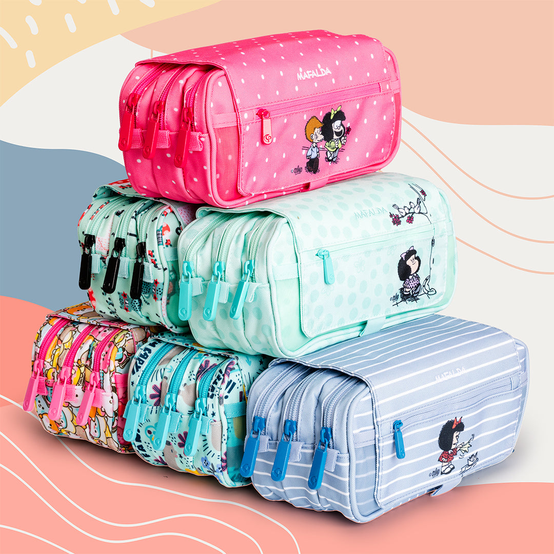 ColePack Design - Estuche Triple de 3 Cremalleras con Material Escolar Incluido. Pirate