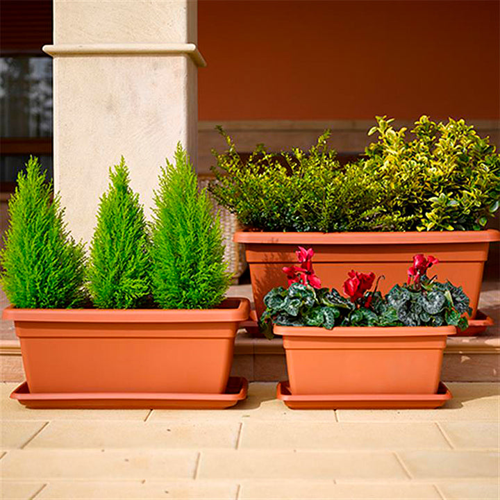 Plastic Forte - Jardinera Rectangular Reforzada de 80 cm Ancho Especial. Terracota