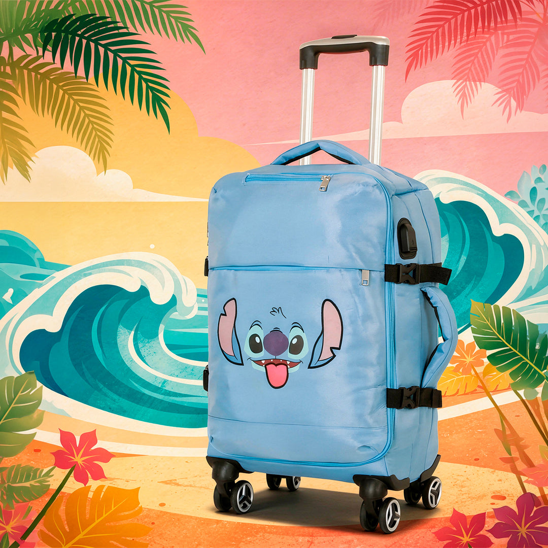 KARACTERMANIA - Maleta de Cabina 4 Ruedas Cierre TS Lock y Puerto USB. Lilo y Stitch Face