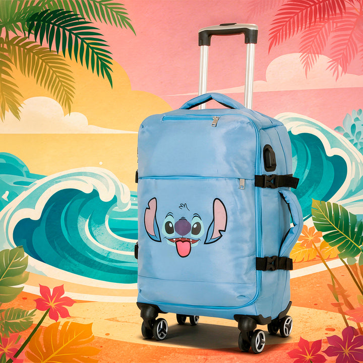 KARACTERMANIA - Maleta de Cabina 4 Ruedas Cierre TS Lock y Puerto USB. Lilo y Stitch Face