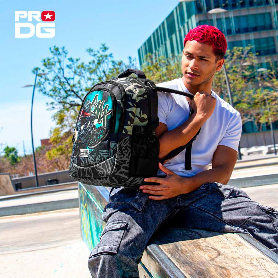 PRODG Rise - Mochila Escolar Impermeable Running Plus para Portatil y USB. Multicolor