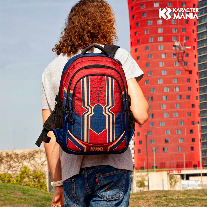 SPIDERMAN Drop - Mochila Escolar Impermeable Running Plus para Portatil y USB. Rojo